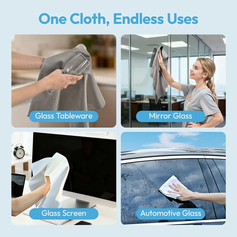 Tekswip 6-pack glass microfiber cleaning cloths, 12x12 inches, gray; for glass, windows, car, stainless steel, mirrors.