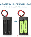 3 Pack Slick Dual AA Battery Case With Built In Toggle Switch And Hookup Wire Leads For Plug And Play Power Setup shown with two AA batteries.