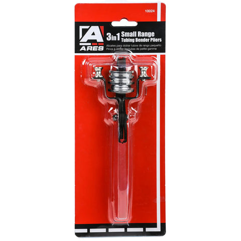 Packaging of Heavy Duty 180 Degree Tubing Bender For HVAC Plumbing And Auto Projects Fits 1/4, 5/16, And 3/8 Inch