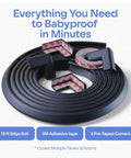 Baby Proof Corner Guards For Tables And Edges With 18 Ft Bumper And 8 Cushy Foam Protectors Thick Odorless Edge Safety Bumpers With Strong Adhesive For Baby And Child Black including 18 ft roll and 8 corner guards.