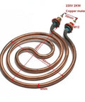 Heavy Duty Copper Circular Water Tank Heating Element 220V 2000W Liquid Boiler Replacement Tube with detailed measurements.