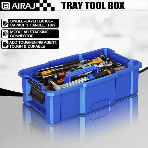 3 Tier Rolling Tool Box With Wheels Portable Stackable Garage Organizer Set Tray Toolbox holding tools, single-layer tray.