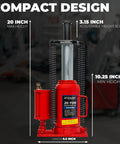 Stark USA 20-Ton hydraulic bottle jack; red low-profile auto repair jack with manual pump
