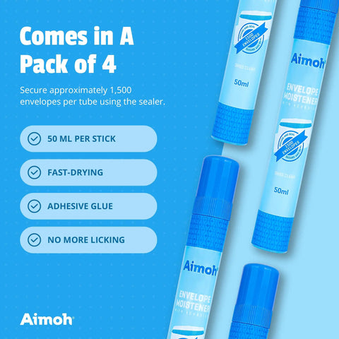 Quick Drying Envelope Moistener And Sealer With Ultra Fast Adhesive Glue For Letters And Mail Perfect For Home Office Ditch The Lick And Slap It On Dries Crystal Clear In Minutes 4 Pack