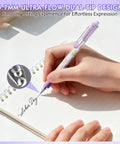 DIY Gel Pens With Cute Stickers Six Pack 0.7mm Black Ink Smooth Writing pen in hand writing 'Labor Day' on notebook