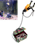 Undersea Treasure Chest Diver Action Aquarium Ornament With Live Motion Aerating Effect, diver pulling treasure chest in tank