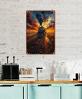 Steam Locomotive Sunset Railway Posters Aluminum Metal Signs 8 By 12 Inch Wall Decor For Living Room Bedroom And Bathroom Dope Vintage Train Art Gift Idea on a kitchen wall