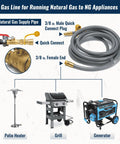 CALPOSE 15 ft natural gas hose, 3/8 in ID, gray with brass quick-connect fittings for grills and appliances.