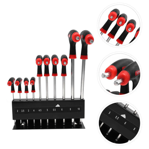 Get Your Hands On These Cool 10 Pc Metric T Handle Hex Wrench Set With Stand For Serious Auto Repair Jobs Or Home Diy Projects With Ergonomic Grips. 10-piece metric T-handle hex wrench set with stand, black and red handles