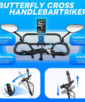 Butterfly cross handlebar trike cockpit with digital display, adjustable grips, and brake levers