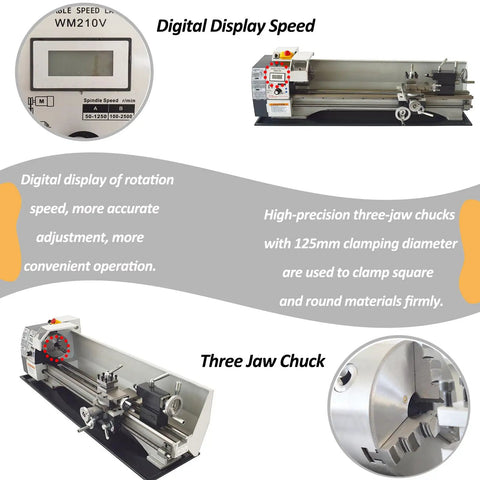 Badass Precision Benchtop Mini Lathe 900W Brushless Motor 8X31 Inch Travel Variable Speed 50 To 2500Rpm Mt5 Spindle Thread Cutting Knockout Performance Workshop Tool