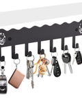 Adhesive Wall Key Holder With 8 Hooks No Drill Key Rack Easy Install Matte Black Finish For Entryway Kitchen Hallway RV Durable Key Organizer
