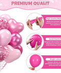 60 Piece Hot Pink Balloon Set With Heart Latex Balloons Confetti Balloons And Ribbon Party Ready Decor for various events