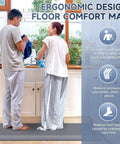 Two people standing on Four Fifths Inch Thick Memory Foam Kitchen Mat Anti Fatigue Comfy Non Slip Stain And Water Resistant Floor Rug For Kitchen Office Or Workshop 17 By 28 Inches Gray