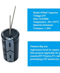 Image of 12 Pack 4700uF 25V Aluminum Electrolytic Capacitors 16x25mm For DIY Soldering, Arduino Projects, And Electronics Repair