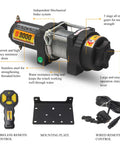 Beefy 12V 3000lb Winch For UTV ATV With Three Sixteenth Inch Steel Cable 39 Foot Wireless Remote 1.5HP Permanent Magnet Motor