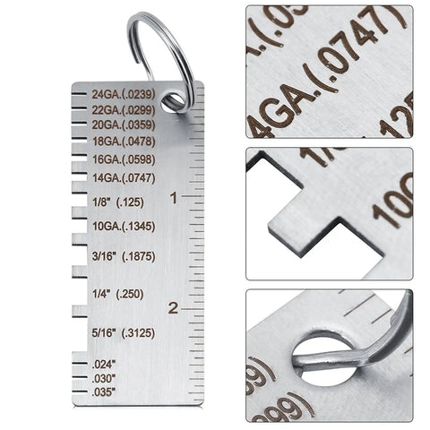 Metal Gauge Thickness Tool for Sheet Metal and Welding Projects 24GA to 0.035 Inch Thickness Gauge with Clear Readouts Portable Key Chain Style