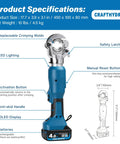 Tough As Nails Electric Battery Hydraulic Cable Lug Crimping Pliers With 17 Interchangeable Dies detailed product specifications image.