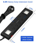 Heavy Duty 11 In 1 Power Strip With 8 Outlets And 3 USB Ports, 2 Worklights, Six And A Half Foot Flat Plug Extension Cord, 1875W 15A, Wall Mount Surge Protector For Workshop Garage Home Office Black.