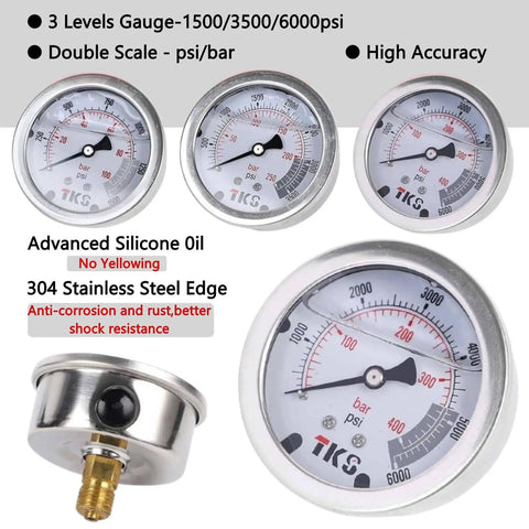 7 In 1 Hydraulic Nitrogen Pressure Test Kit With 3 Gauges, 7 Couplings And 1 Gas Hose For Excavators, High-Pressure Nitrogen Accumulator Charging Set, Built Like A Tank From 304 Stainless Steel, Easy To Use, Safe And Reliable