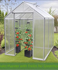 Two Pack Raised Garden Bed Planter Box With Trellis For Climbing Vegetables And Tomatoes 58 Inch Tomato Cage in Greenhouse