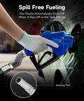 Person using Automatic Fuel Nozzle Kit With 360 Degree Hose Swivel And Auto Shut Off, 1 Inch NPT Gasoline Diesel Kerosene Refueling Nozzle