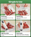 Steps to use Compact Food Vacuum Sealer With LED Display And Liquid Drainage Tube for sealing bags with tomatoes