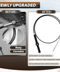 Comparison of old rusty cable and new 15 Foot Mechanical Rack And Pinion Steering Cable For Back Mount Boats, Heavy Duty
