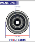 Dimensions of Upgraded Washer Tub Stem And Seal Repair Kit showing 0.69 inch and 4.25 inch sizes clearly.