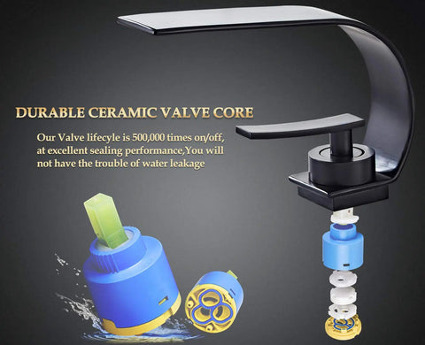 Matte Black Modern Bathroom Faucet With Low Arc Brass Ceramic Valve And Single Handle, Hot And Cold Water Mixer Taps