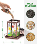 Solar Bird Feeder And Lantern For Outdoors Chew Proof Metal Feeder With Big Two And A Half Pound Seed Capacity Easy Fill Hangin