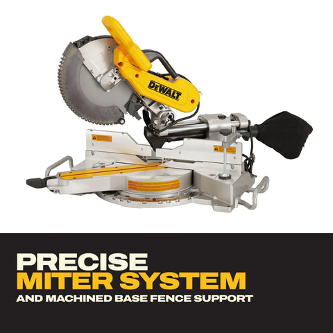 12 Inch Double Bevel Sliding Compound Miter Saw With 15 Amp 3800 RPM Motor, Includes Blade Wrench And Clamp, Beefier Crosscut Capacity, Dust Collection System Captures Over 75 Percent, Tall Sliding Fences For Crown Molding Up To 7.5 Inches