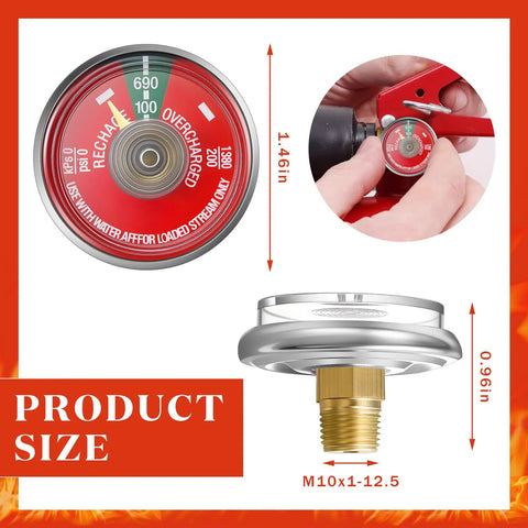 Heavy Duty 100 PSI Pressure Gauge 4 Pack Red Dial Stainless Steel Replacement For Portable Water Fire Extinguishers No Sweat Precision Heavy Duty Rig Top Shelf Safety Gear