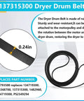 DIY Dryer Repair Kit For Electrolux And Frigidaire - Belt 137315300 shown with close-up and full coil view, 0.24in thick.