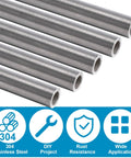 Four pieces of 3/8 inch seamless 304 steel tubing with rust resistance, ideal for DIY projects and industrial applications.