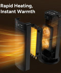 1500W Portable Space Heater That Heats Fast With Ceramic Power For Big Rooms Great For Office Garage Includes Remote Digital Thermostat 24 Hour Timer And Safety Features - exploded view showing heating elements and fan