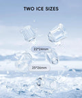 Two ice sizes for Ultra Slim Countertop Ice Maker With Full Color Panel, Internal LED Lights, 26 Lbs Per 24 Hours
