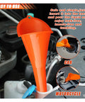 Two Pack Long Neck Oil Funnels, Spill Saver Plastic Fill Funnels For Automotive Oils And Liquids, Easy Pour For Engine Oil