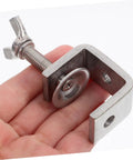 Hand holding a metal C-clamp from Two Pack Heavy Duty Clamps For Woodworking Quick And Secure C Clamps For Small To Large Materials Portable Opening Shaped Tool Durable And Versatile