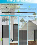 Installation guide for Heavy Duty Driveway Safety Net Fence Gate Mesh Portable Barrier showing assembly steps and parts.