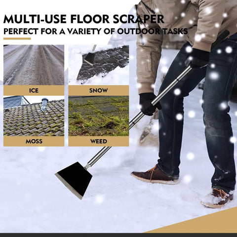 Heavy Duty Garden Shovel With 47 Inch 3 Section Telescoping Handle For Moss Removal on snow with durable metal blade