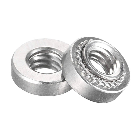 Premium Stainless Steel Rivet Nuts With Round Heads For Sheet Metal Fabrication, two nuts showing threaded inserts and round heads.