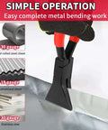 3-Piece Hand Seamers Sheet Metal Tools Set demonstrating bending a sheet with rubber-gripped jaws on metal surface.