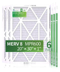 MERV 8 Pleated Air Filter 20x30x1 6 Pack for Home HVAC Systems Replacement product image showing filter design and dimensions