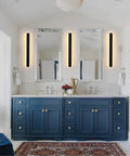 Modern Outdoor LED Wall Sconce 35.4 Inch 18W Frosted White Acrylic in bathroom setting for home ambiance