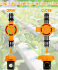 Image of One Half Inch Drip Irrigation Fittings Kit With Thirty Seven Pieces For One Half Inch Tubing Garden Sprinkler Systems showing open and close drip valves.