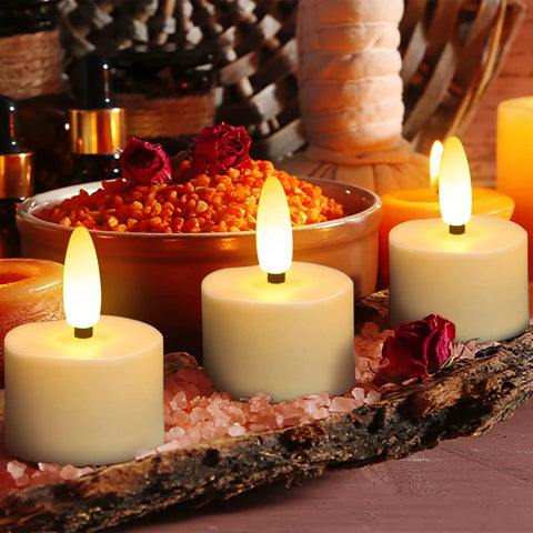 12 Pack Rechargeable Flameless Tea Lights With Remote Timer, 3D Wick, USB Charging Cables, Battery Operated LED Candles For Home Decor