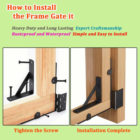 Heavy Duty Fence Gate Kit With Latch And Hinges Anti Sag Gate Frame Hardware For Wooden Fences Driveway Gates Shed Doors And Corral Gates Includes Corner Brace Brackets And Durable Zinc Coated Steel
