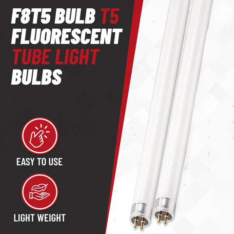 F8T5CW 12 Inch Fluorescent Bulbs 8W Cool White 4100K Under Cabinet And Counter Linear T5 Lights Pack Of 6 With 380 Lumens