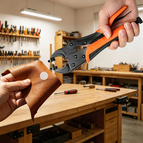 Heavy Duty Snap Fastener Pliers Set With 100 Pieces Of Metal Button Kit In Four Colors For Quick Reliable Sewing And Repair Projects For DIYers And Hobbyists Built From Stainless Steel And Brass For Lasting Durability on leather